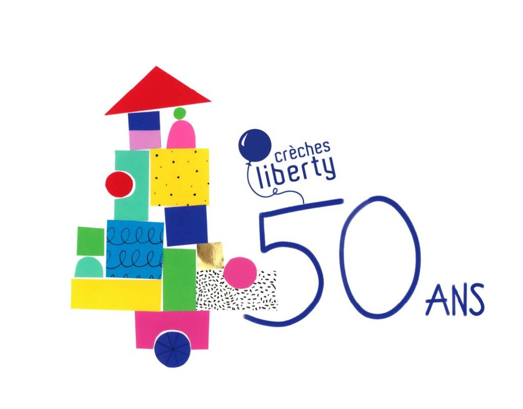 Logo 50 ans Crèches Liberty - Françoise Bourdon, membre Femmes & Challenges